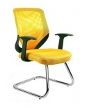 Żółte krzesło biurowe MOBI SKID konferencyjne - siatka