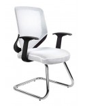 Białe krzesło biurowe MOBI SKID konferencyjne - siatka