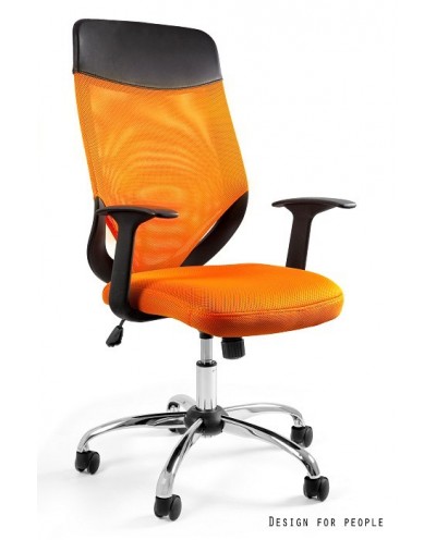 Pomarańczowy fotel biurowy obrotowy MOBI PLUS tilt siatka