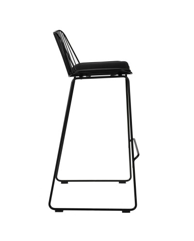 Krzesło barowe Dill High czarne z czarną poduszką